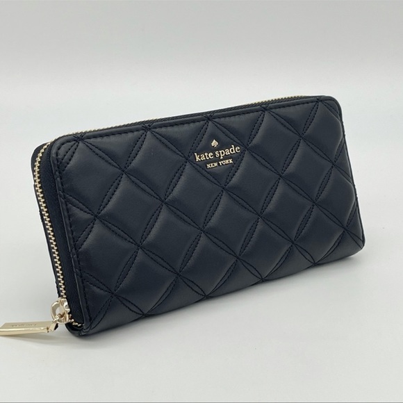 Kate Spade Natalia Smooth Quilted Leather Wallet Black - Picture 3 of 11